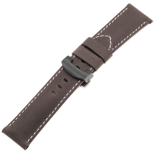 DASSARI Vintage Leather Strap w/ Deployant Clasp (Standard, Long) for Samsung Galaxy Watch 3 (45mm) Coffee Brown