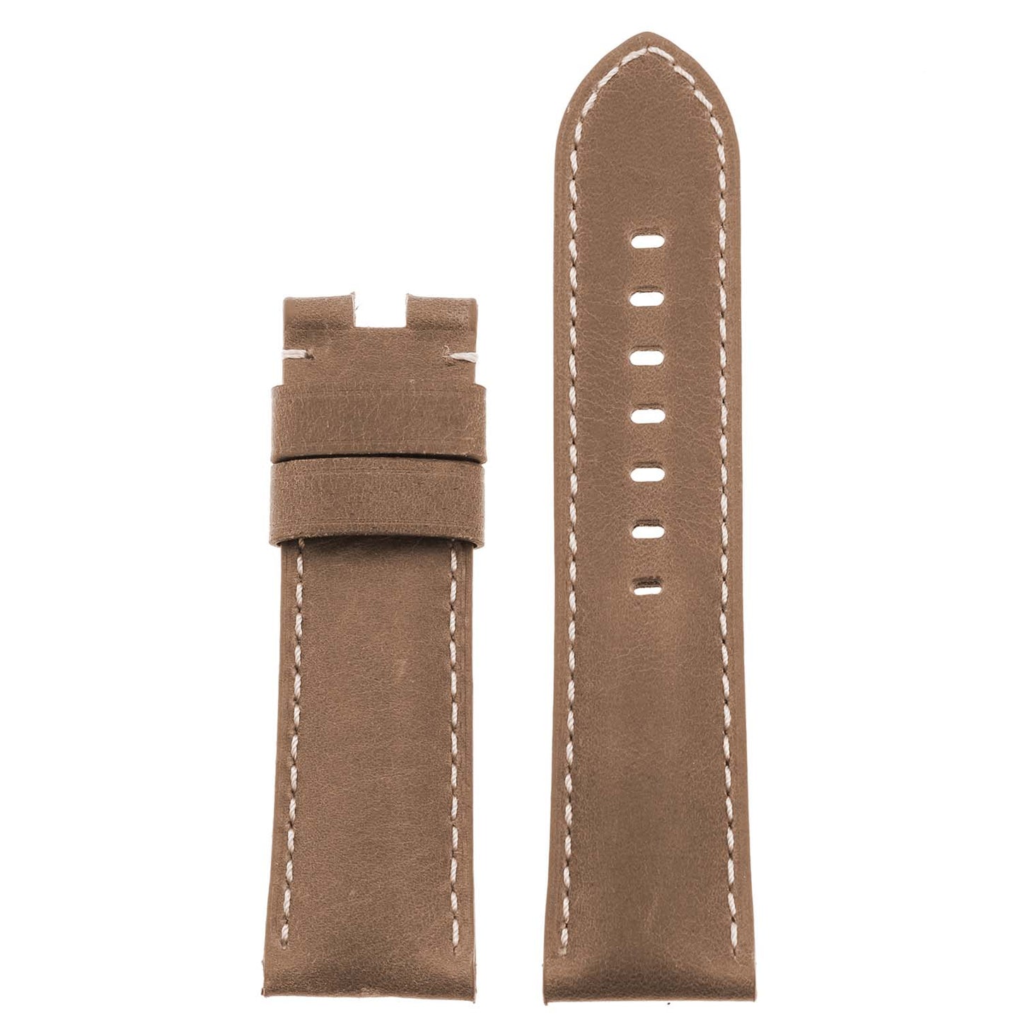 DASSARI Vintage Leather Strap for Deployant Clasp - Classic Cigar