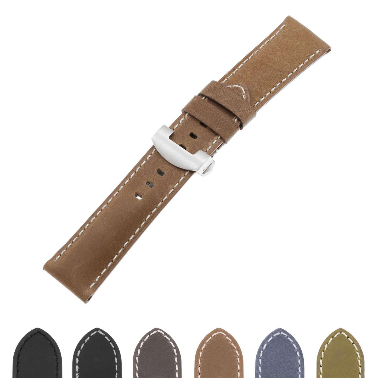 DASSARI Vintage Leather Strap for Samsung Galaxy Watch (46mm Silver)