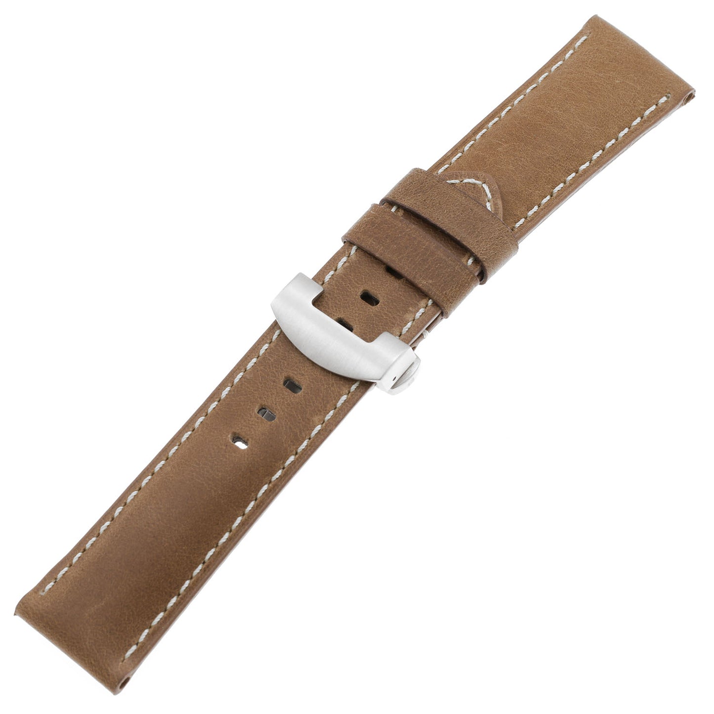 DASSARI Vintage Leather Strap w/ Deployant Clasp (Standard, Long) for Samsung Galaxy Watch 3 (45mm) Coffee Brown
