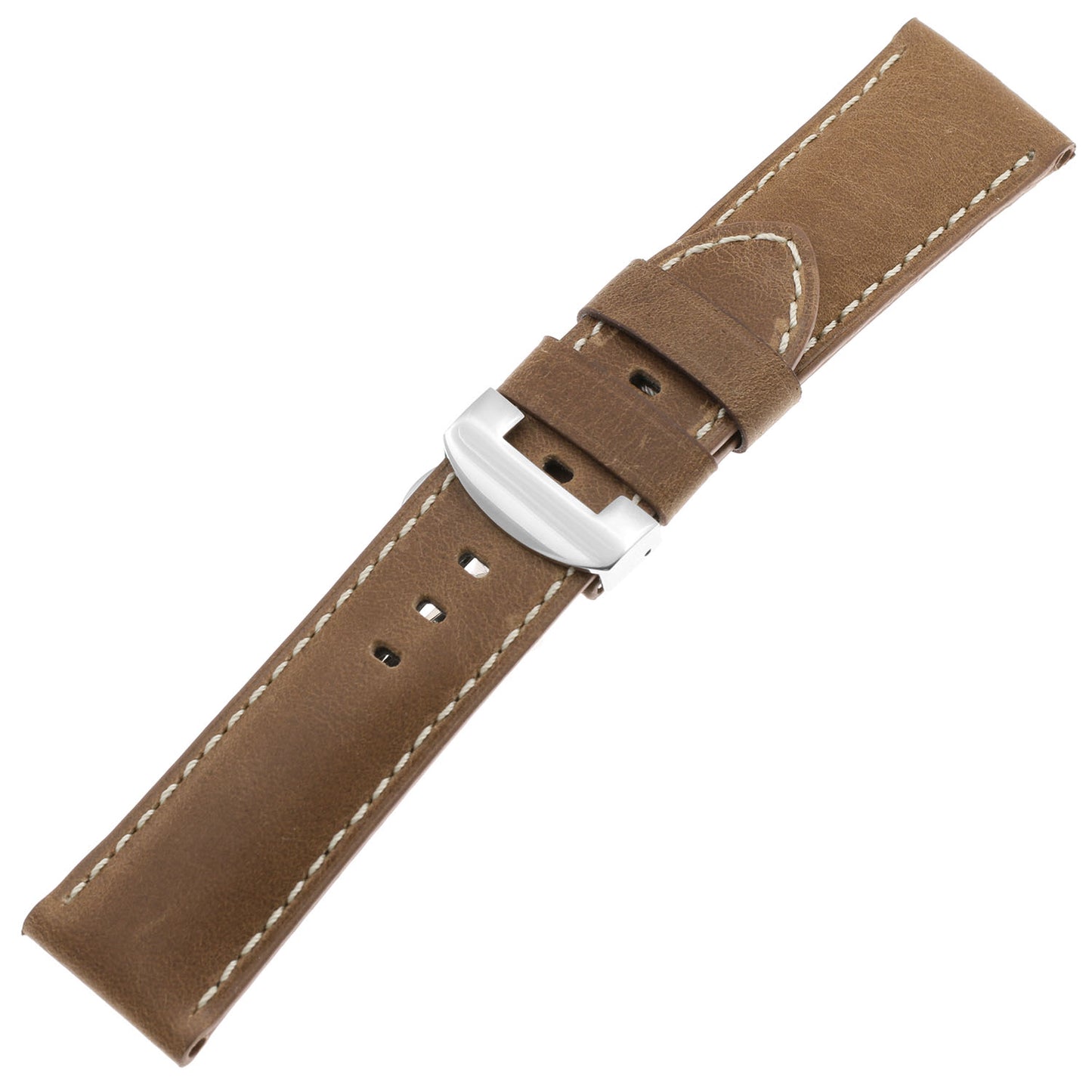 DASSARI Vintage Leather Strap w/ Deployant Clasp (Standard, Long) for Samsung Galaxy Watch 3 (45mm) Classic Cigar