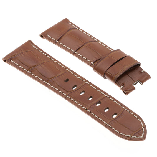 DASSARI Croc Leather Strap for Deployant Clasp Rust