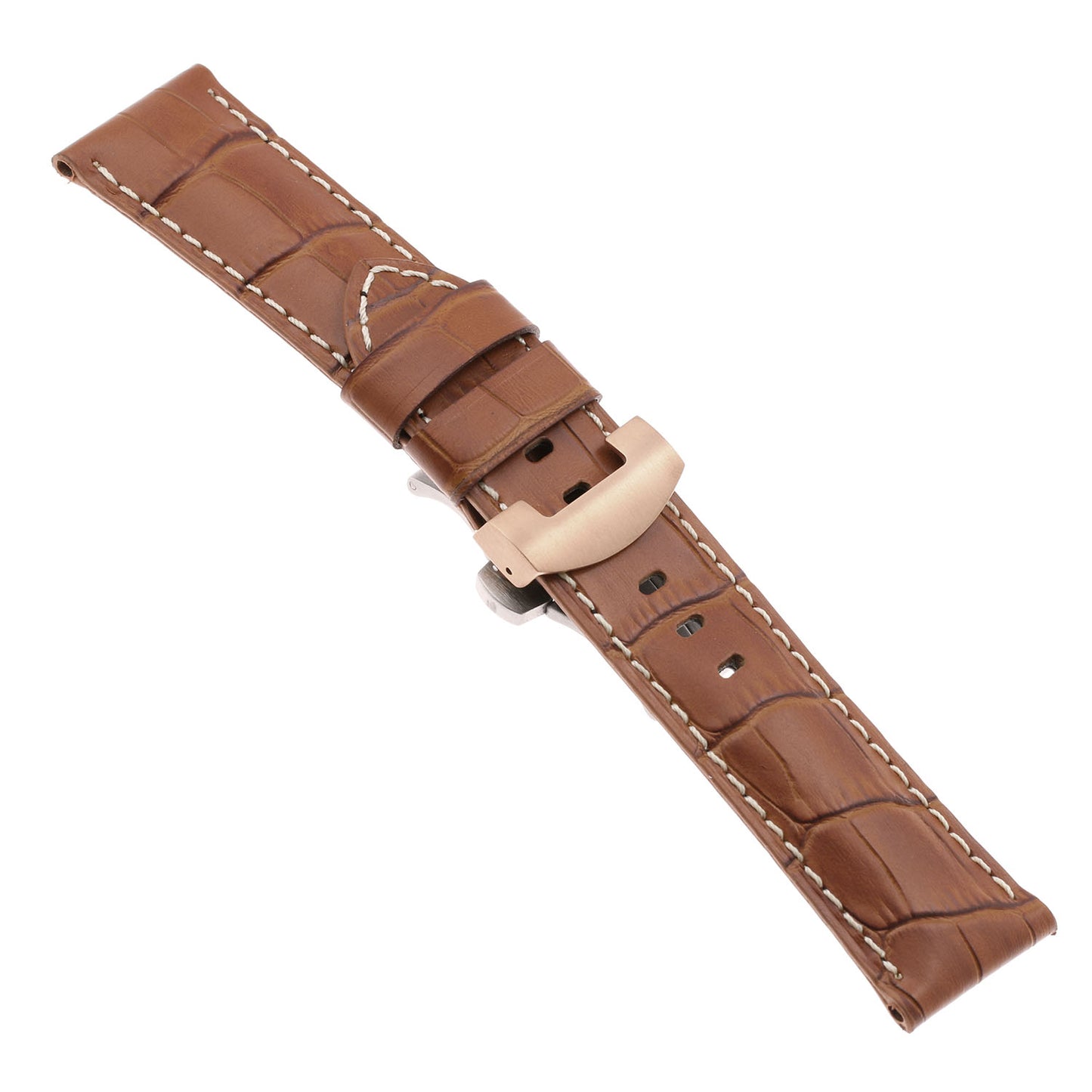 DASSARI Croc Leather Strap w/ Rose Gold Deployant Clasp for Apple Watch