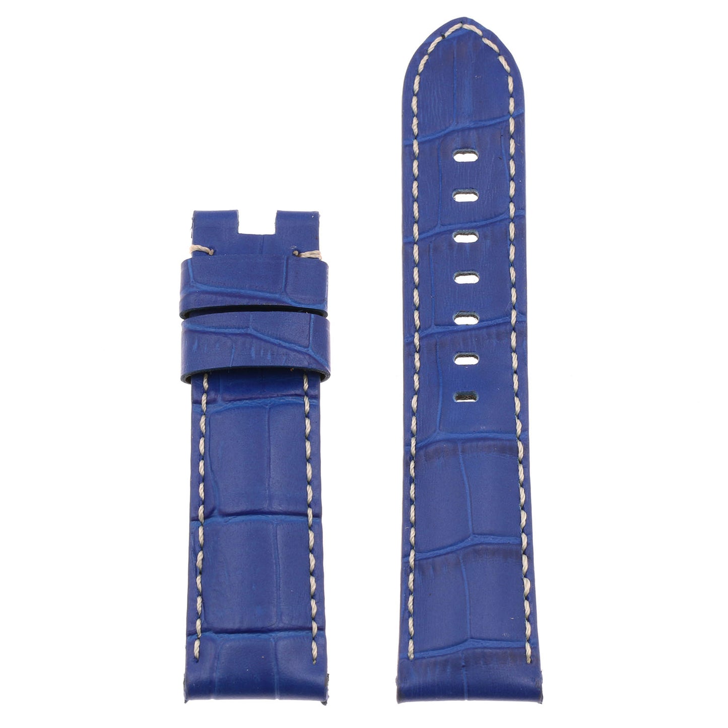 DASSARI Croc Leather Strap for Deployant Clasp Blue