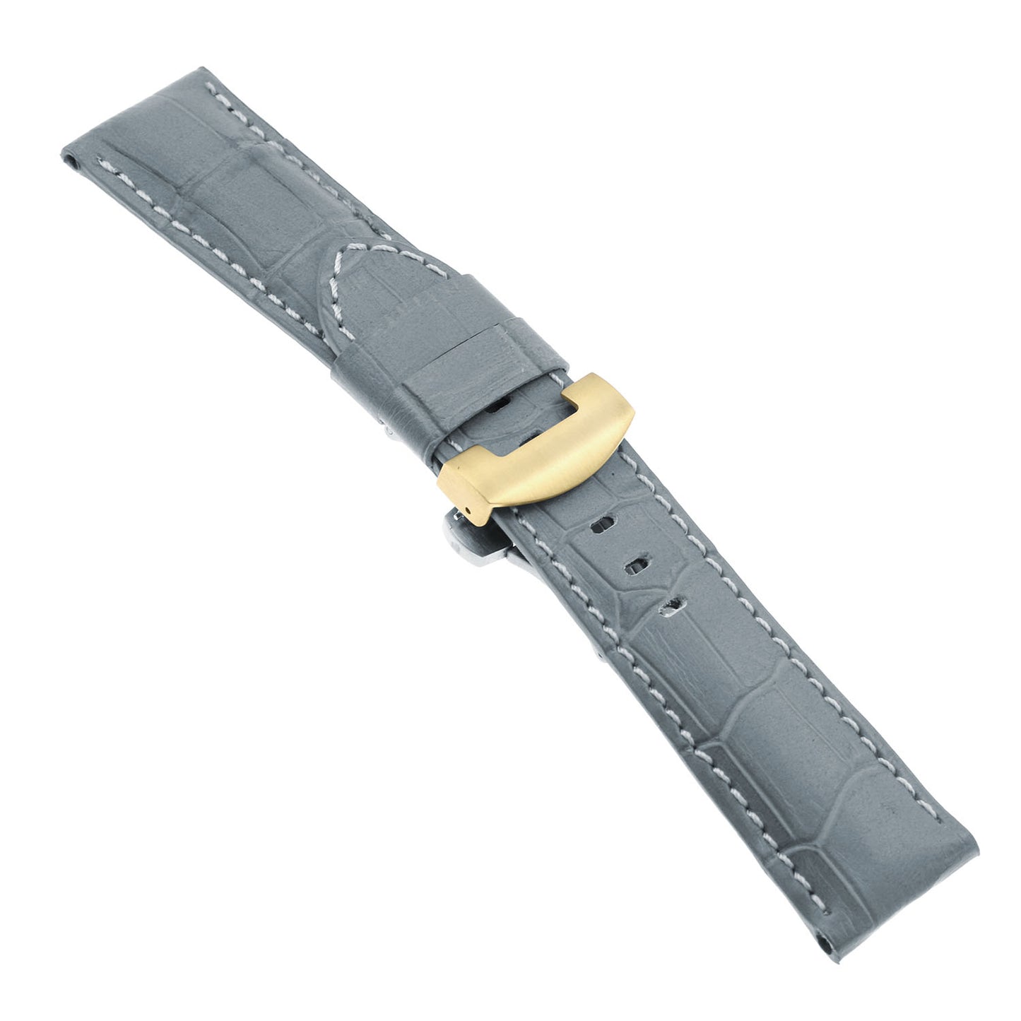 DASSARI Croc Leather Strap for Deployant Clasp Grey