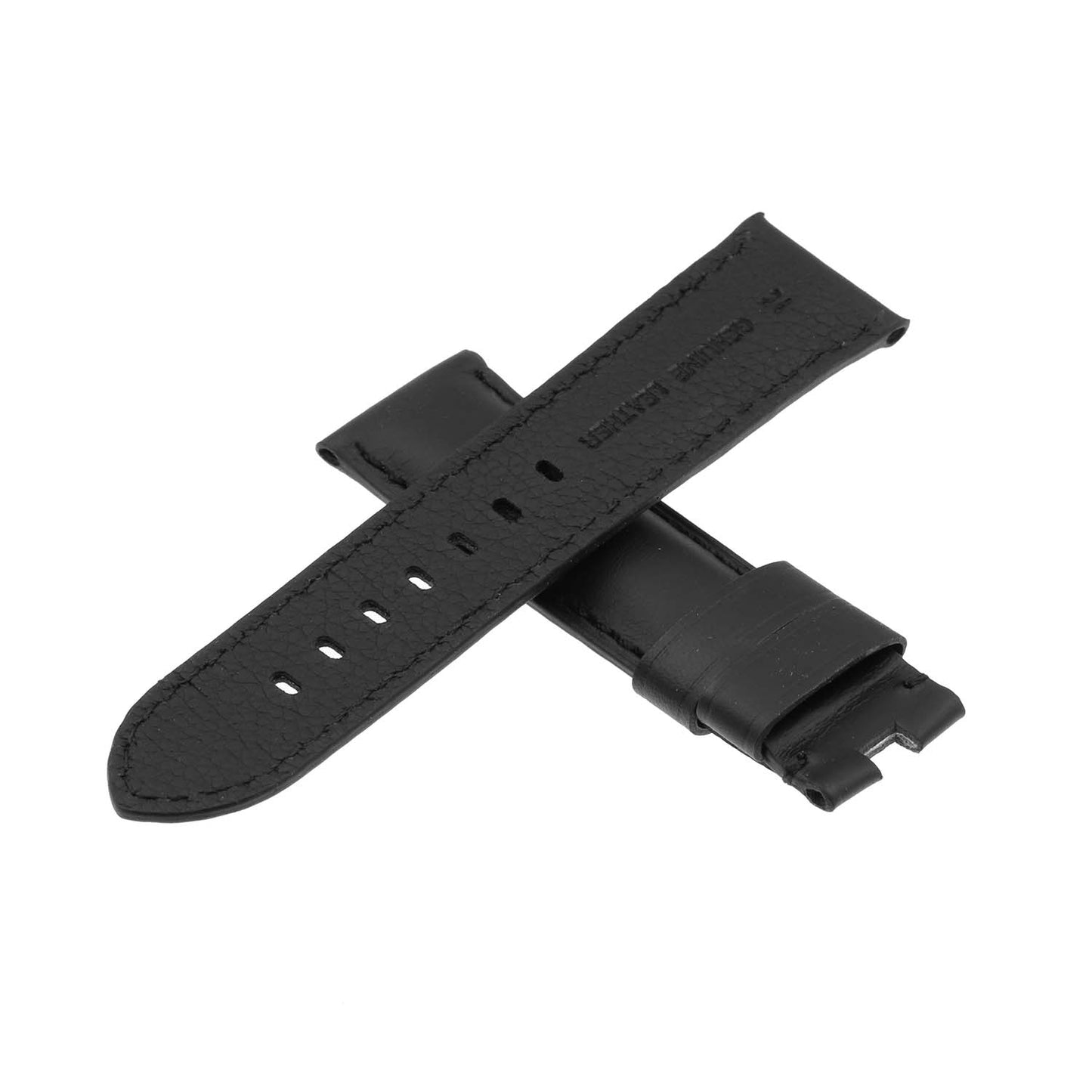 DASSARI Smooth Leather Strap w/ Deployant Clasp (Standard, Long) for Samsung Galaxy Watch 3 (45mm) Black (Black Stitching)