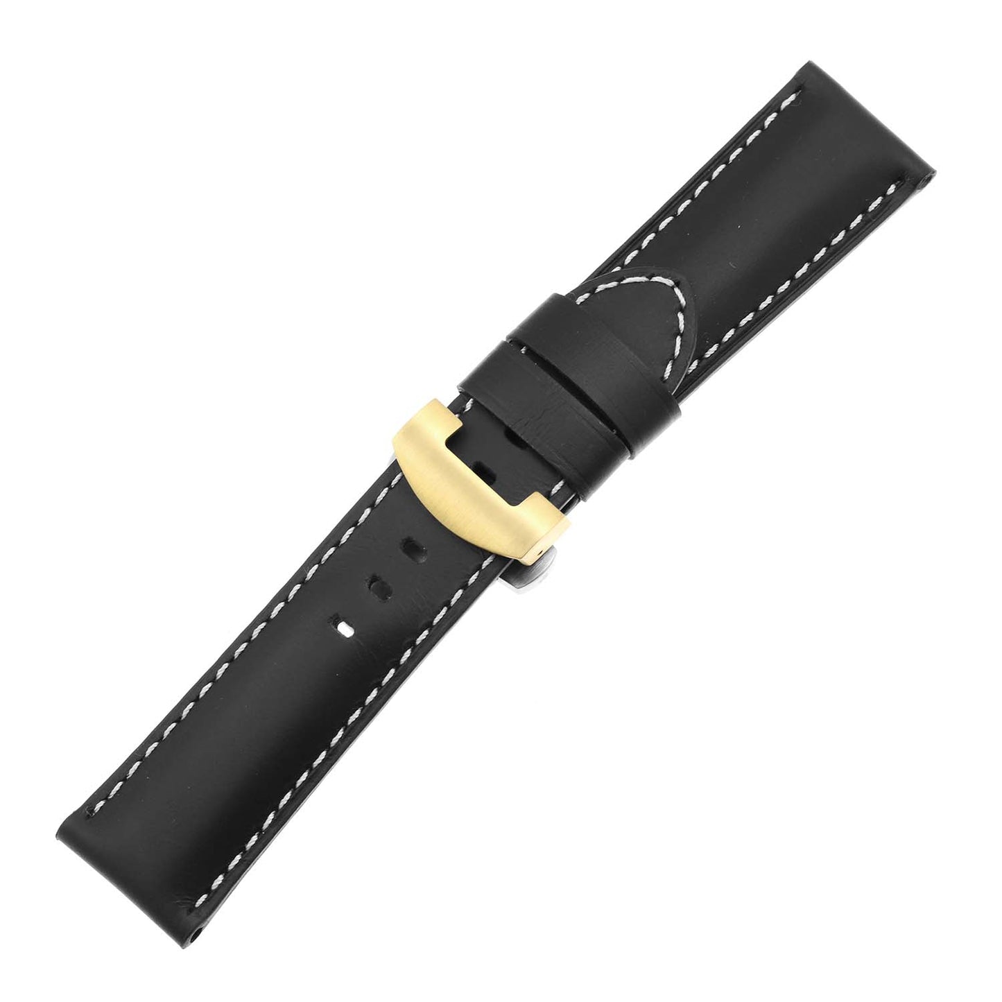 DASSARI Smooth Leather Strap w/ Deployant Clasp (Standard, Long) for Samsung Galaxy Watch 3 (45mm) Black
