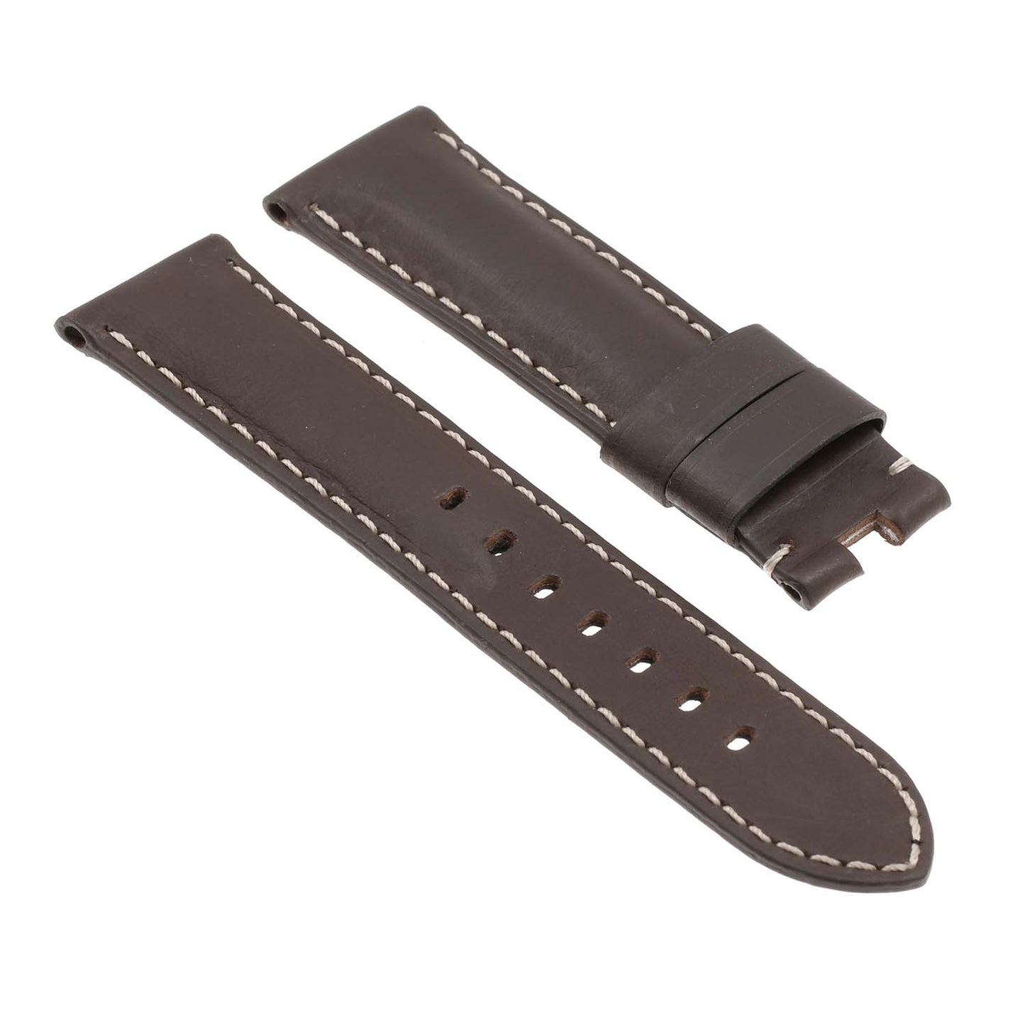 DASSARI Smooth Leather Strap for Deployant Clasp Brown