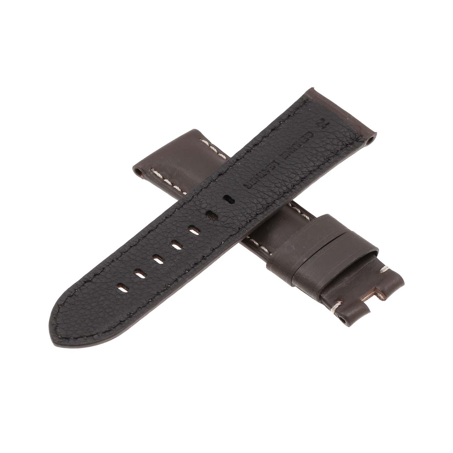 DASSARI Smooth Leather Strap for Deployant Clasp Brown