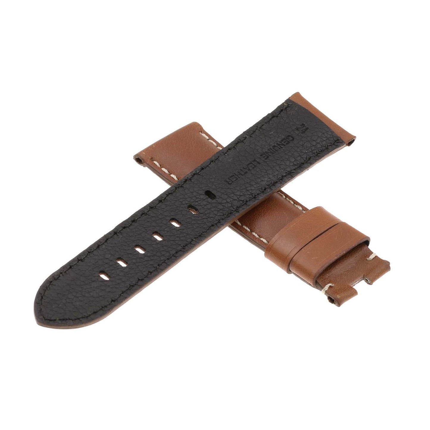 DASSARI Smooth Leather Strap w/ Deployant Clasp (Standard, Long) for Samsung Galaxy Watch 3 (45mm) Tan