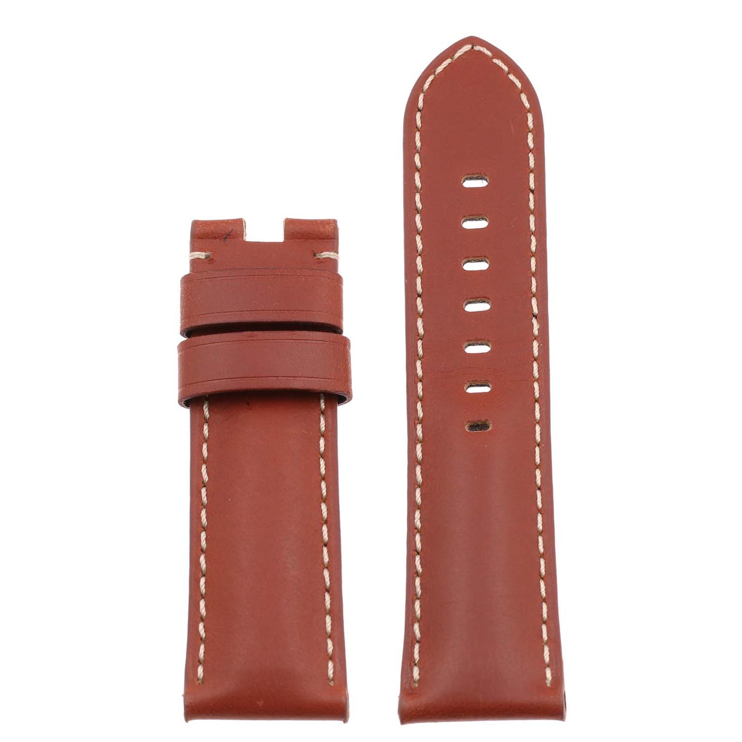 DASSARI Smooth Leather Strap for Deployant Clasp Rust