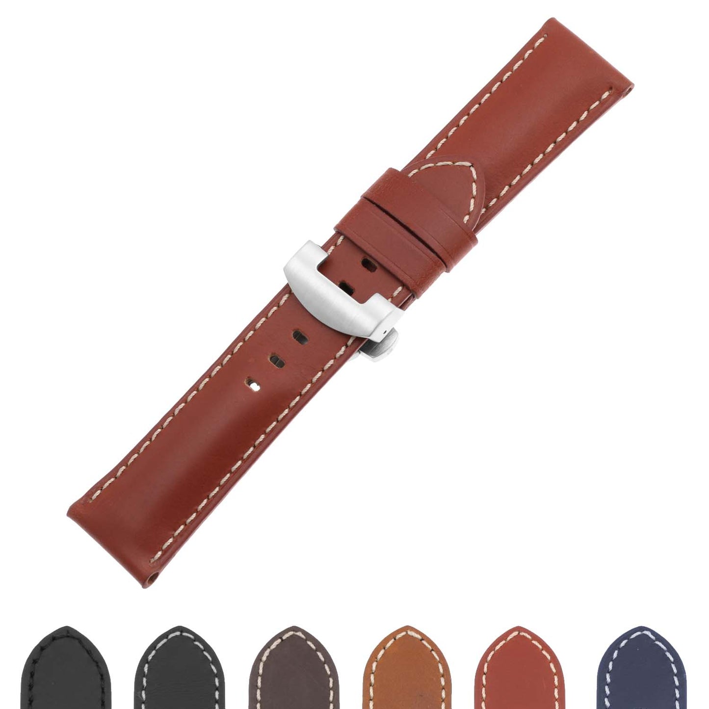 DASSARI Smooth Leather Strap w/ Deployant Clasp (Standard, Long) for OnePlus Watch