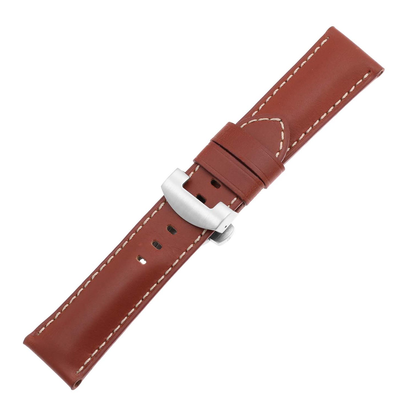 DASSARI Smooth Leather Strap w/ Rose Gold Deployant Clasp for Apple Watch