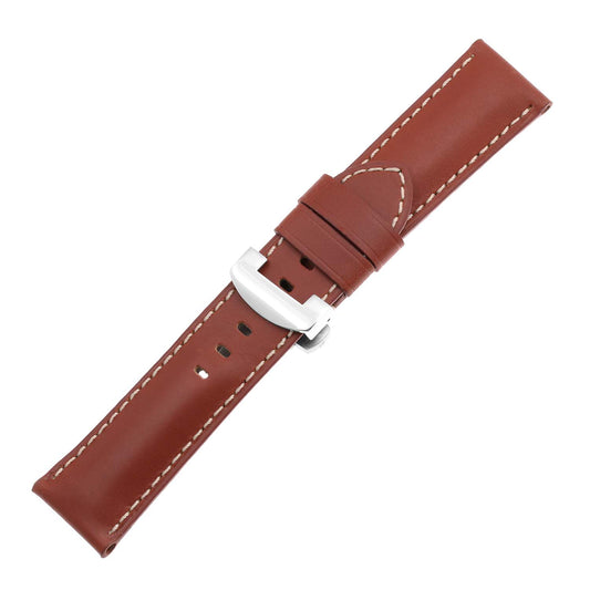 DASSARI Smooth Leather Strap for Deployant Clasp Rust