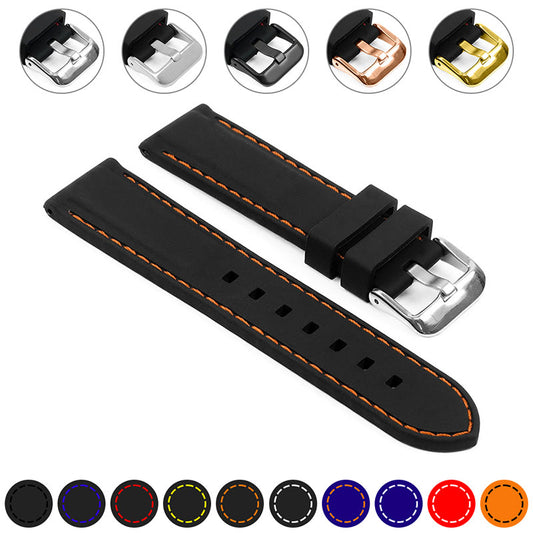 Rubber Strap with Stitching – Quick Release – Brushed Silver Buckle