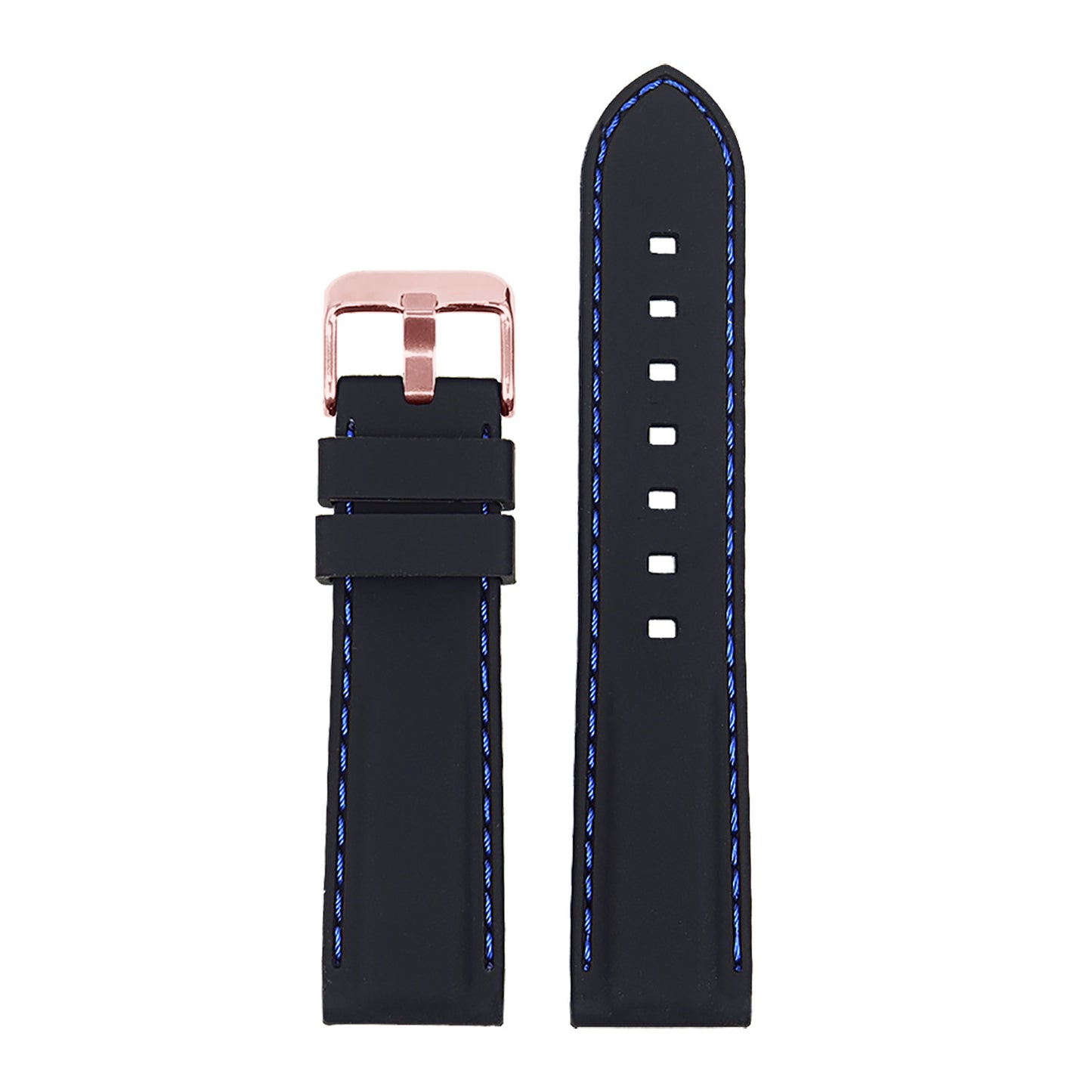 Rubber Strap with Stitching & Rose Gold Buckle for Apple Watch