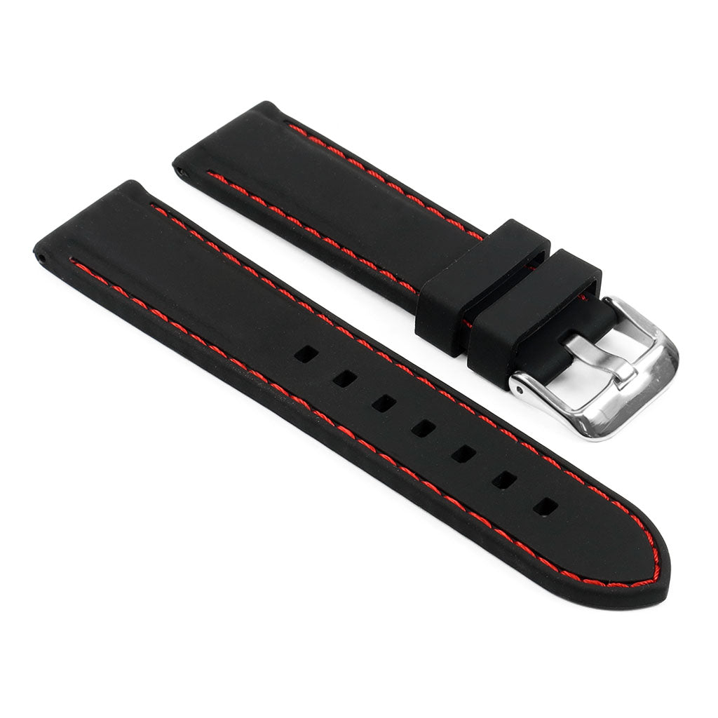 Rubber Strap with Stitching – Quick Release – Polished Silver Buckle