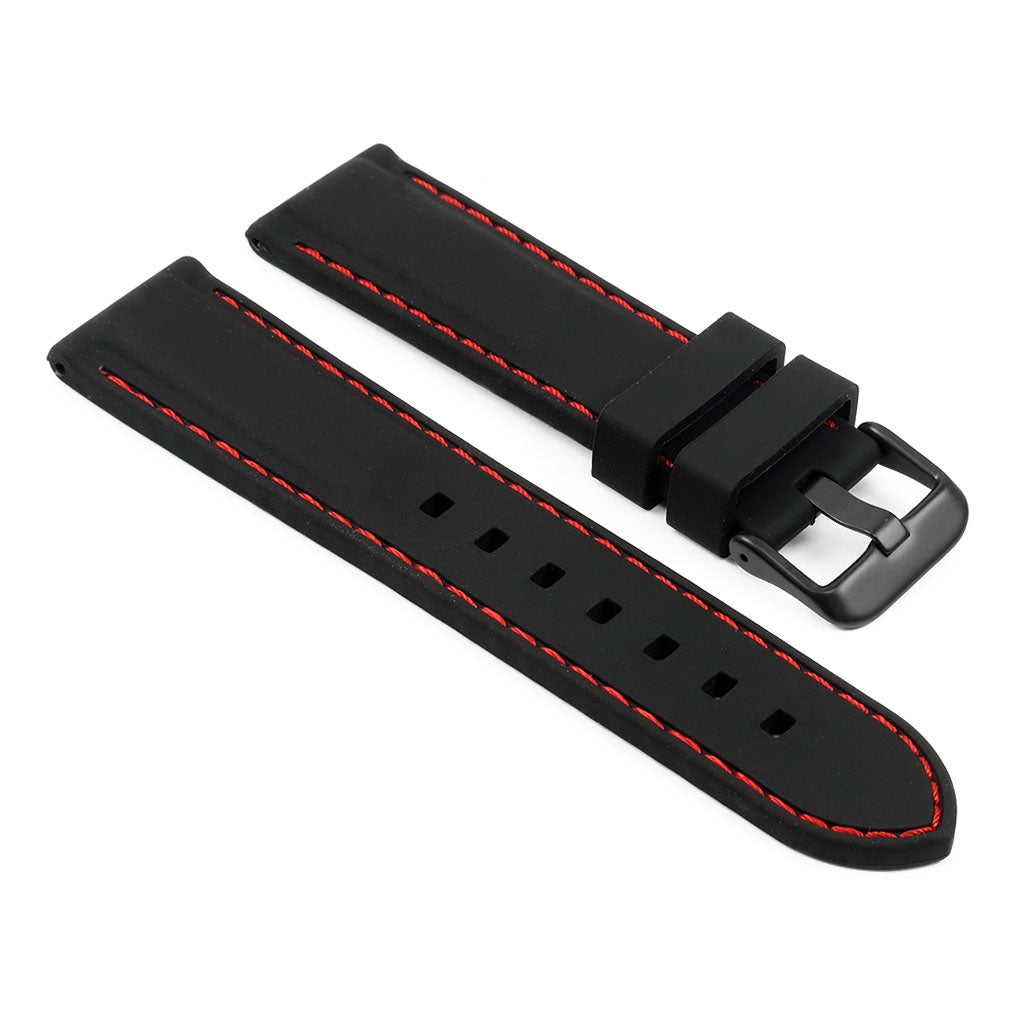 Rubber Strap with Stitching – Quick Release – Matte Black Buckle