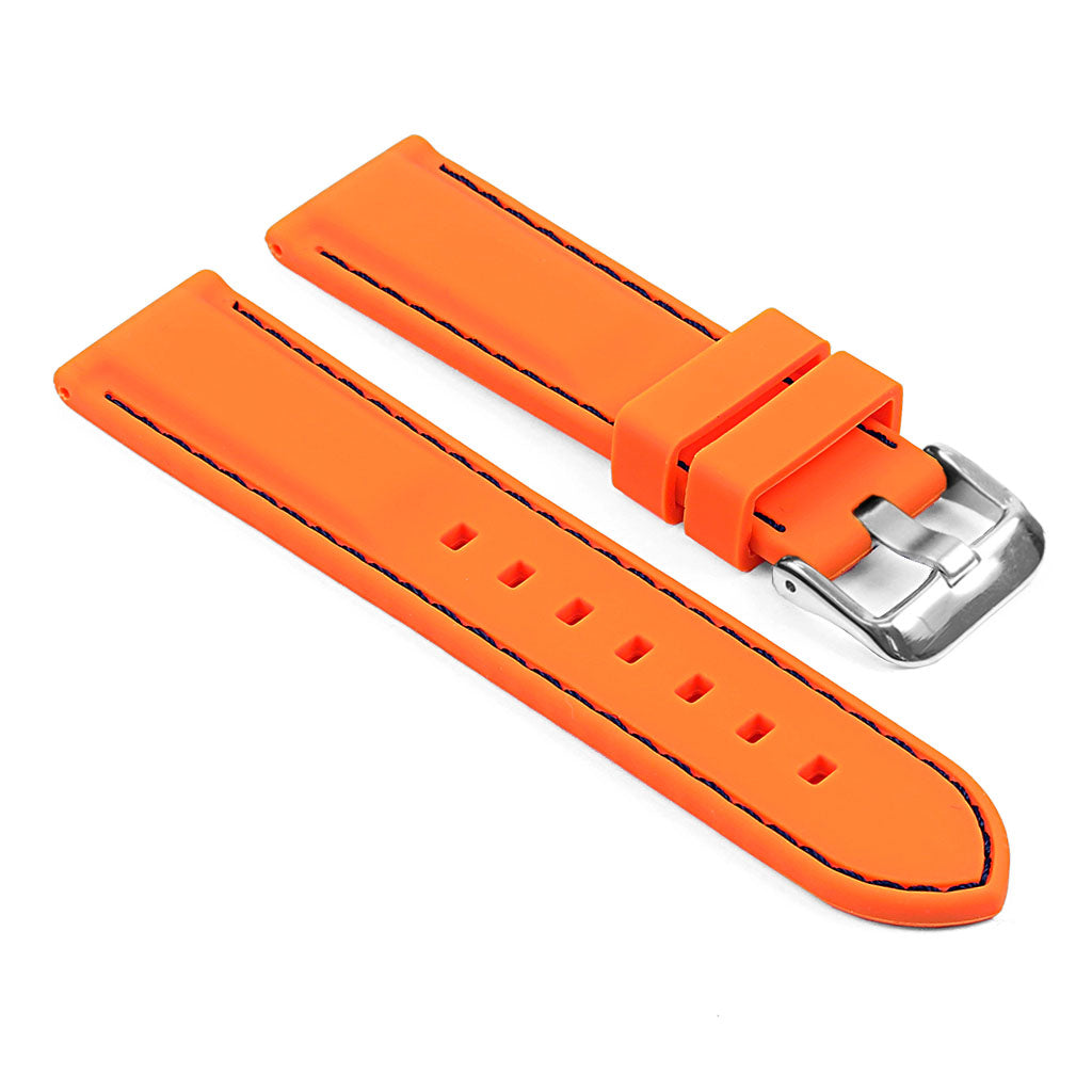 Rubber Strap with Stitching – Quick Release – Polished Silver Buckle