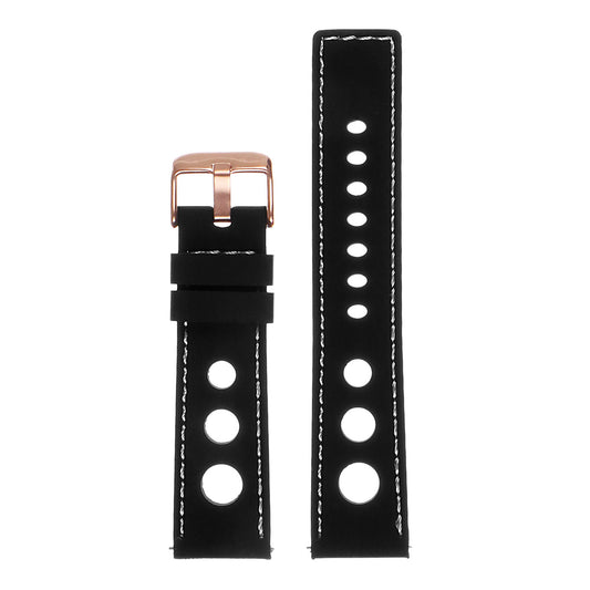 Rubber Rally Strap with Rose Gold Buckle for Garmin Vivoactive 4S & Vivomove 3S