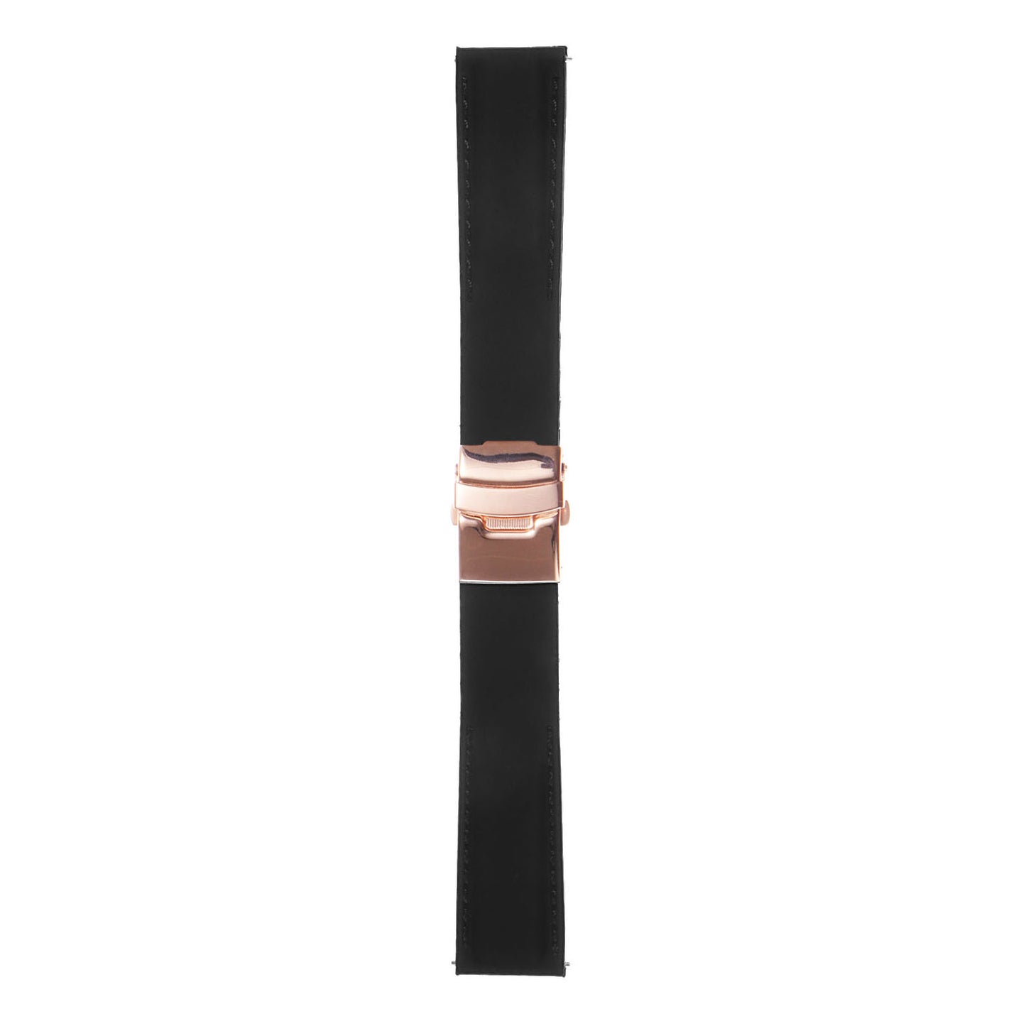 Rubber Strap with Stitching & Rose Gold Clasp - Quick Release