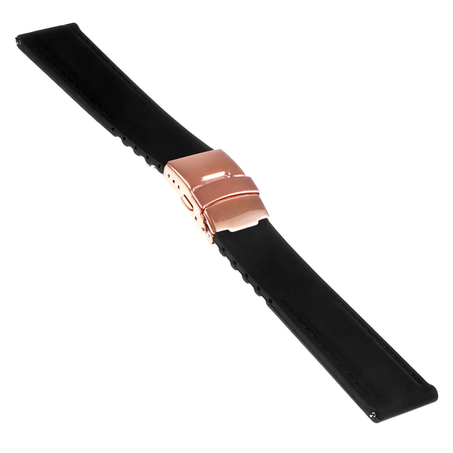 Rubber Strap with Stitching & Rose Gold Clasp - Quick Release