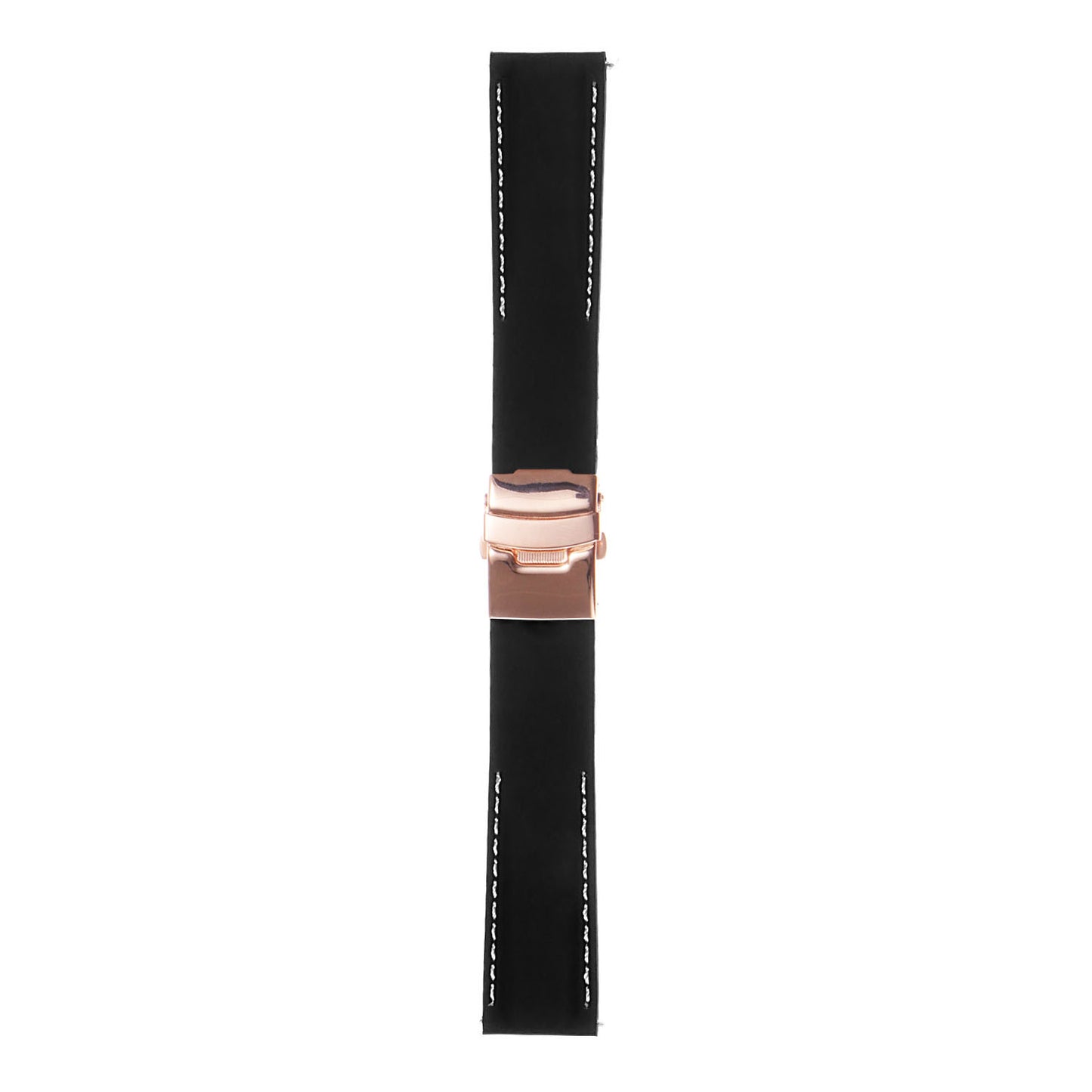 Rubber Strap with Stitching & Rose Gold Clasp - Quick Release