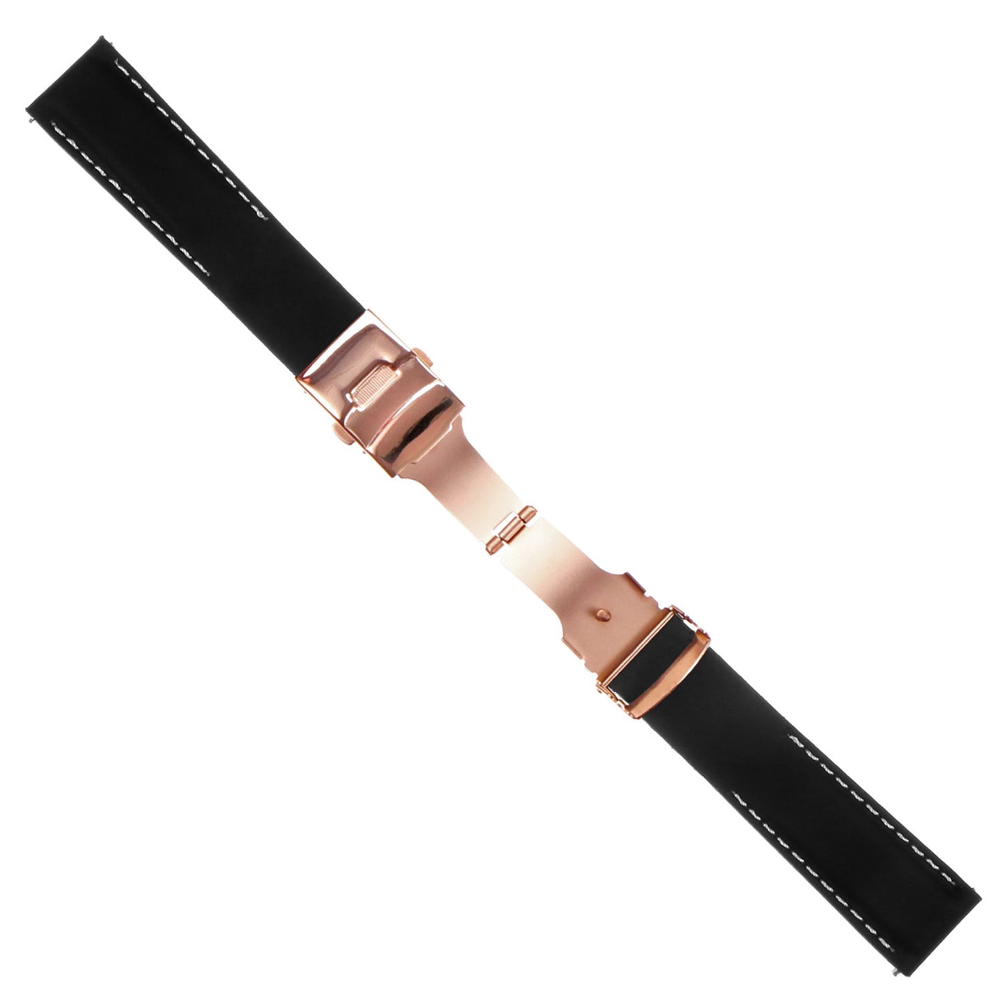 Rubber Strap with Stitching & Rose Gold Clasp - Quick Release