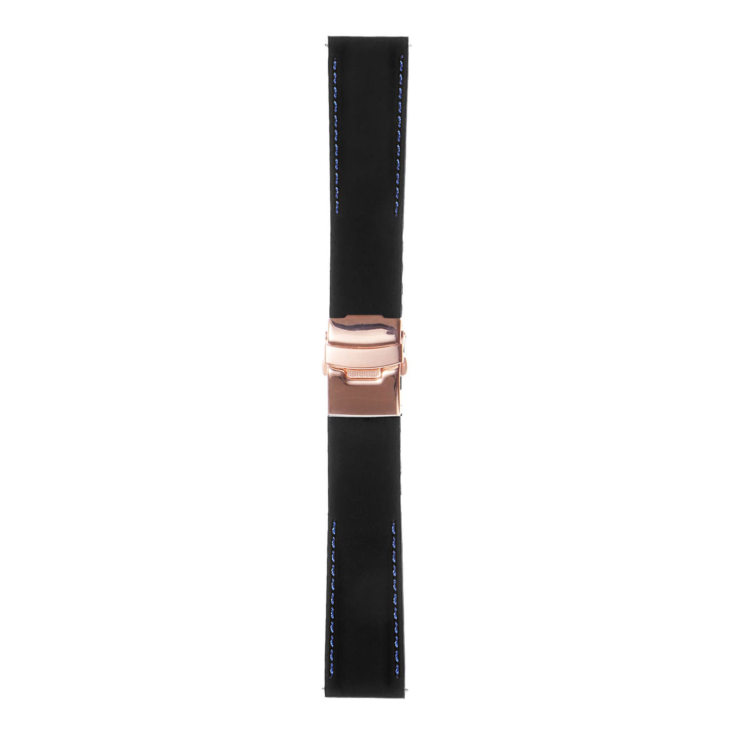 Rubber Strap with Stitching & Rose Gold Clasp - Quick Release