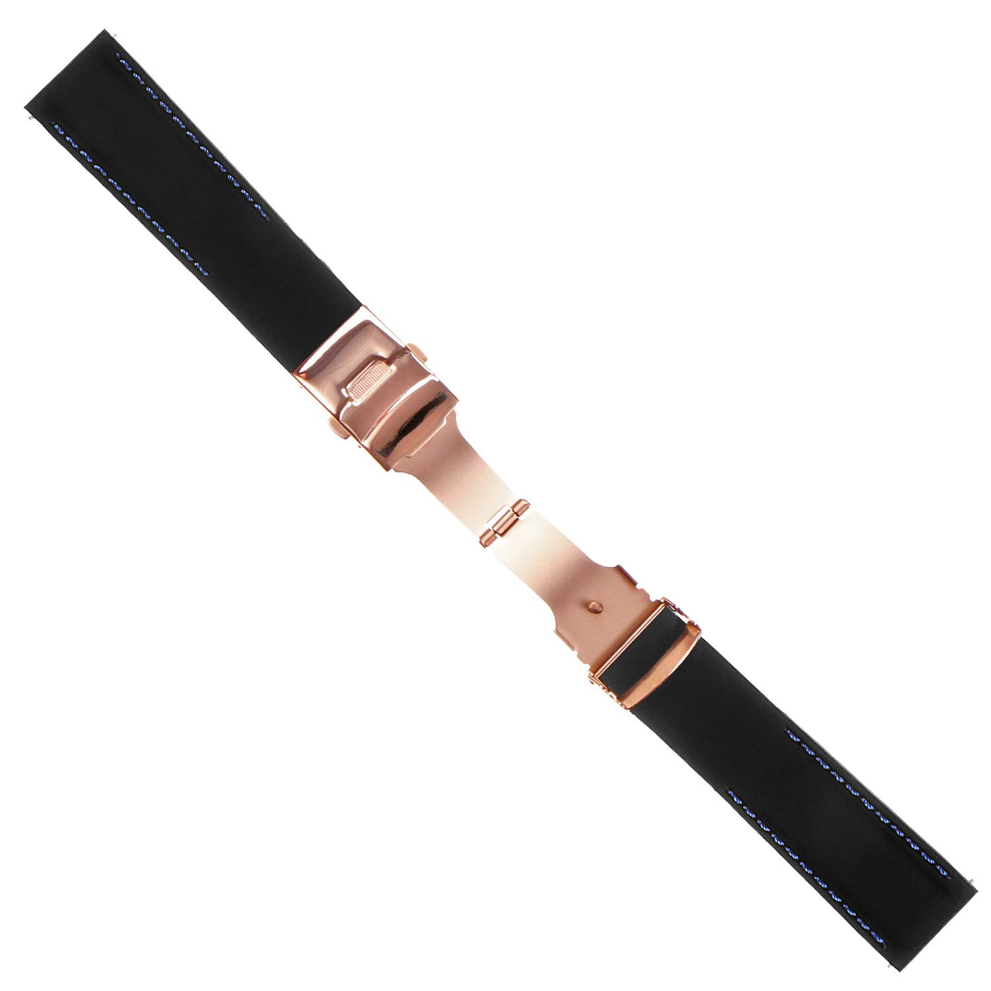 Rubber Strap with Stitching & Rose Gold Clasp - Quick Release