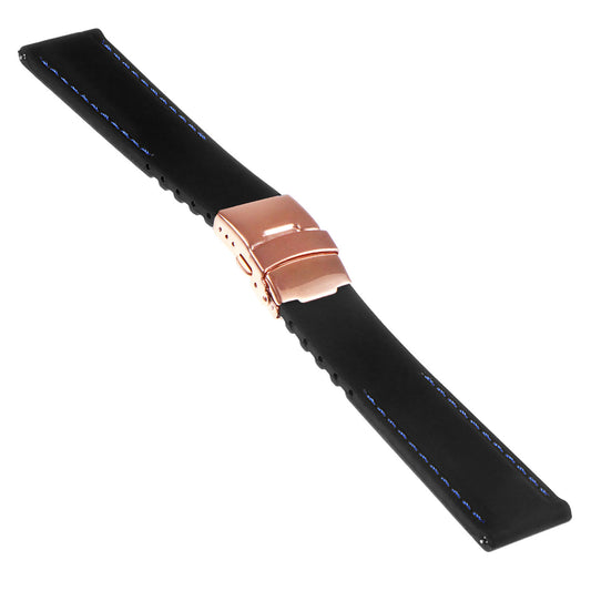 Rubber Strap with Rose Gold Deployant Clasp for Garmin Vivoactive 4S & Vivomove 3S