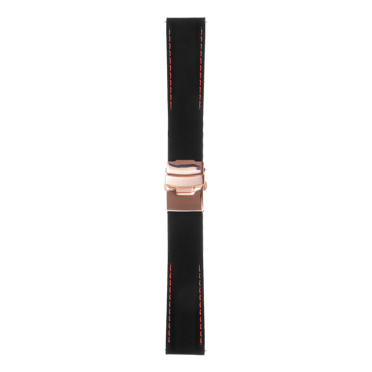 Rubber Strap with Stitching & Rose Gold Clasp - Quick Release