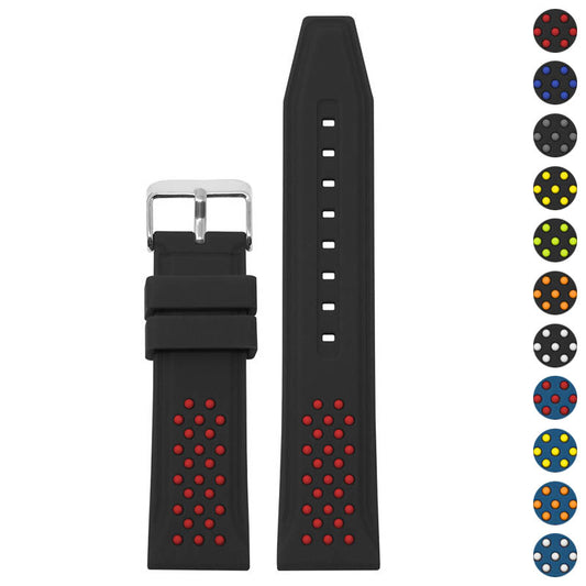 24mm Perforated Rubber Smart Watch Strap