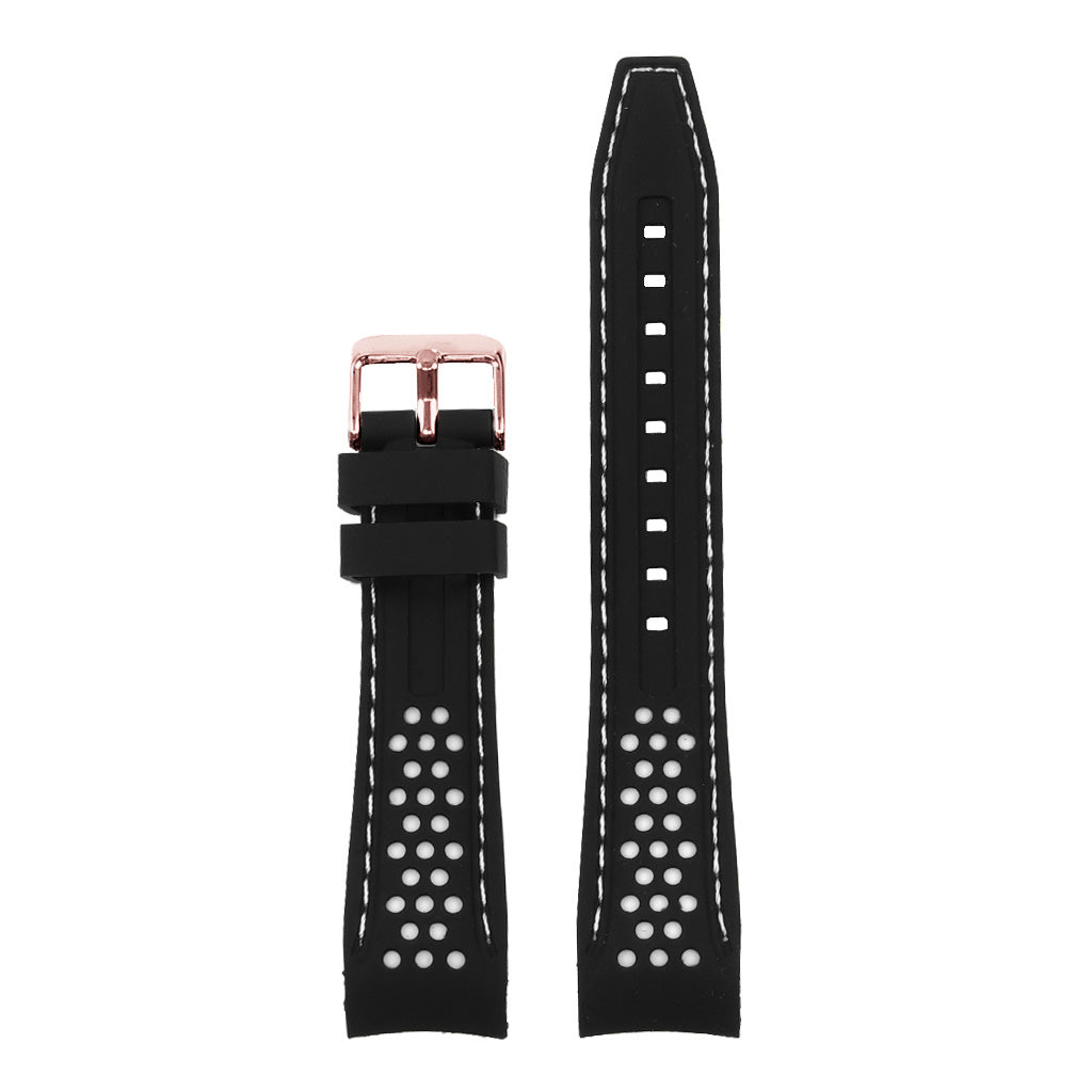 Perforated Rubber Strap with Curved Ends and Rose Gold Buckle
