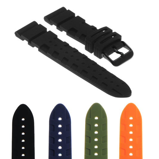 Silicone Rubber Watch Strap with Matte Black Buckle