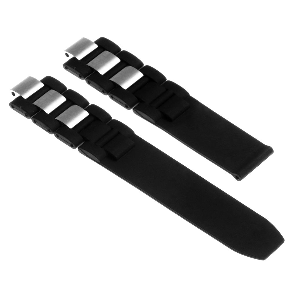 Silicone Watch Strap with Stainless Steel Links for Cartier 21 Autoscaph/Chronoscaph