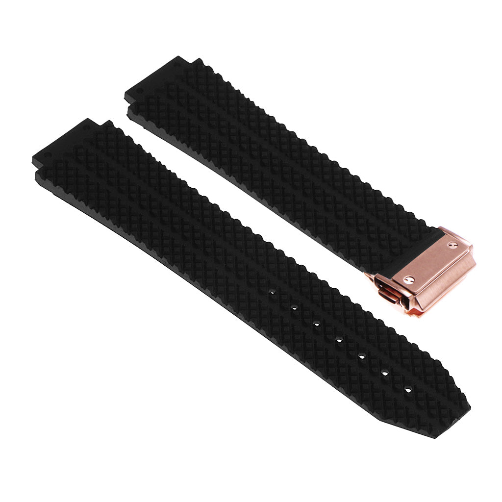 Rubber Watch Strap for Hublot Big Bang with Rose Gold Clasp