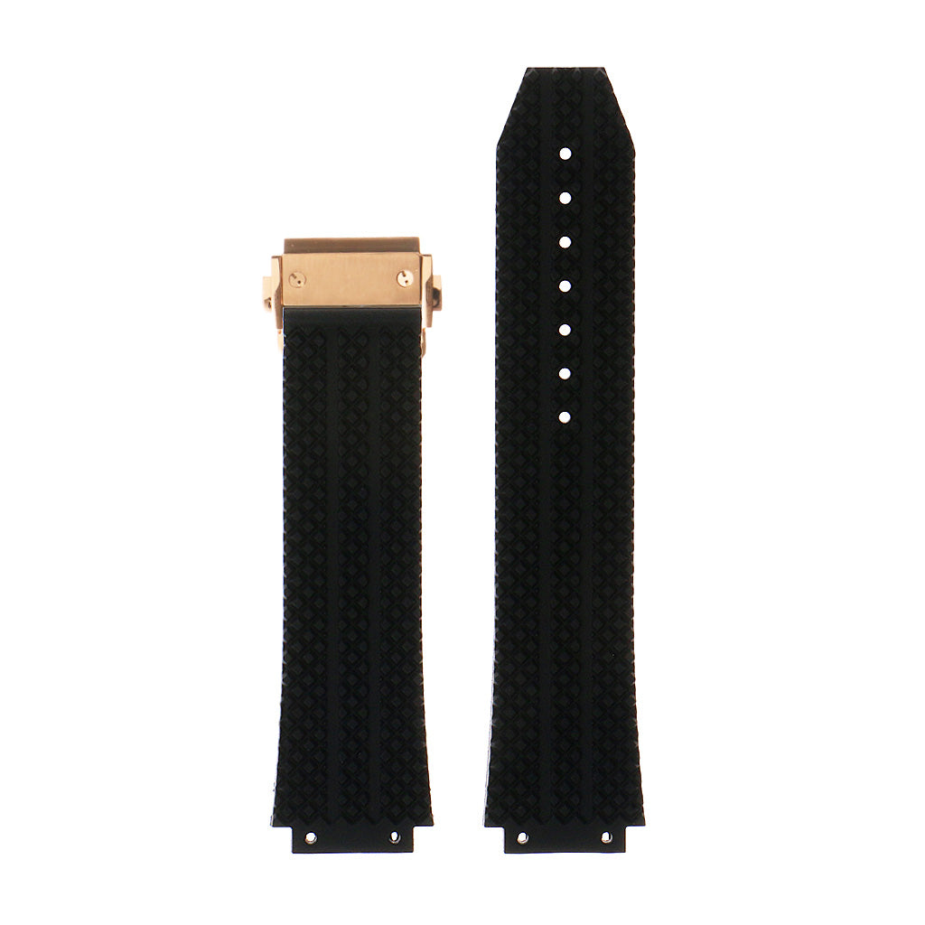 Rubber Watch Strap for Hublot Big Bang with Yellow Gold Clasp