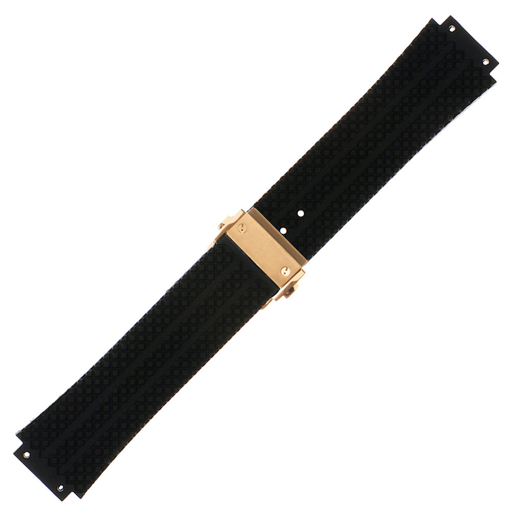 Rubber Watch Strap for Hublot Big Bang with Yellow Gold Clasp