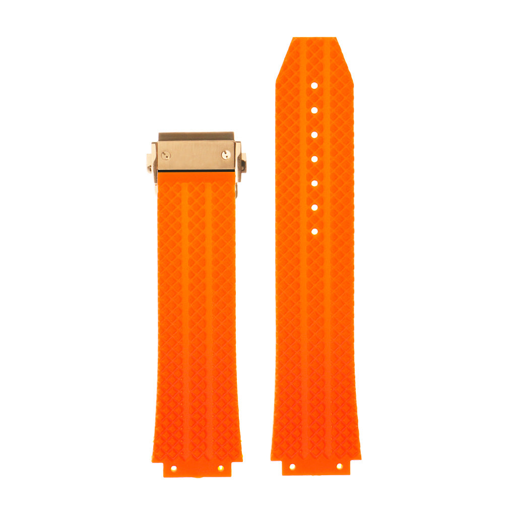 Rubber Watch Strap for Hublot Big Bang with Yellow Gold Clasp