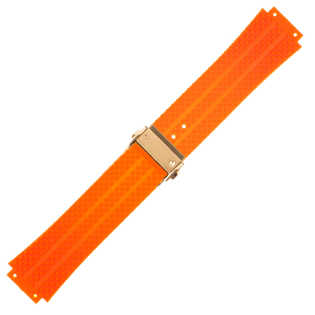 Rubber Watch Strap for Hublot Big Bang with Yellow Gold Clasp