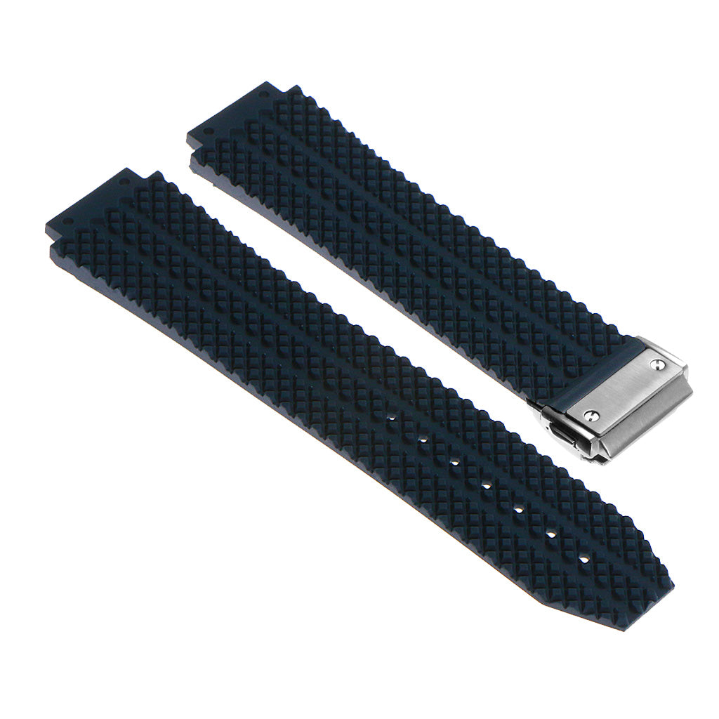 Rubber Watch Strap for Hublot Big Bang with Brushed Steel Clasp