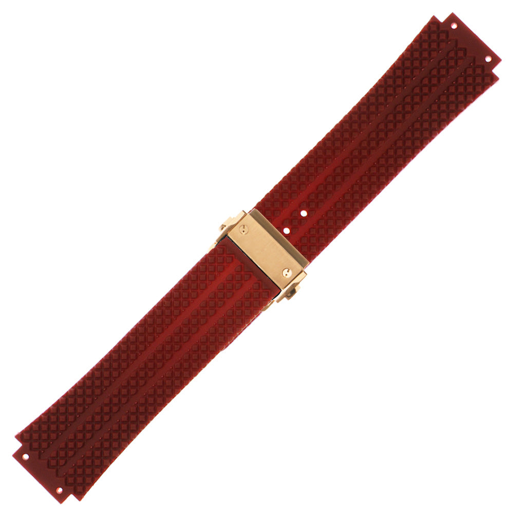 Rubber Watch Strap for Hublot Big Bang with Yellow Gold Clasp