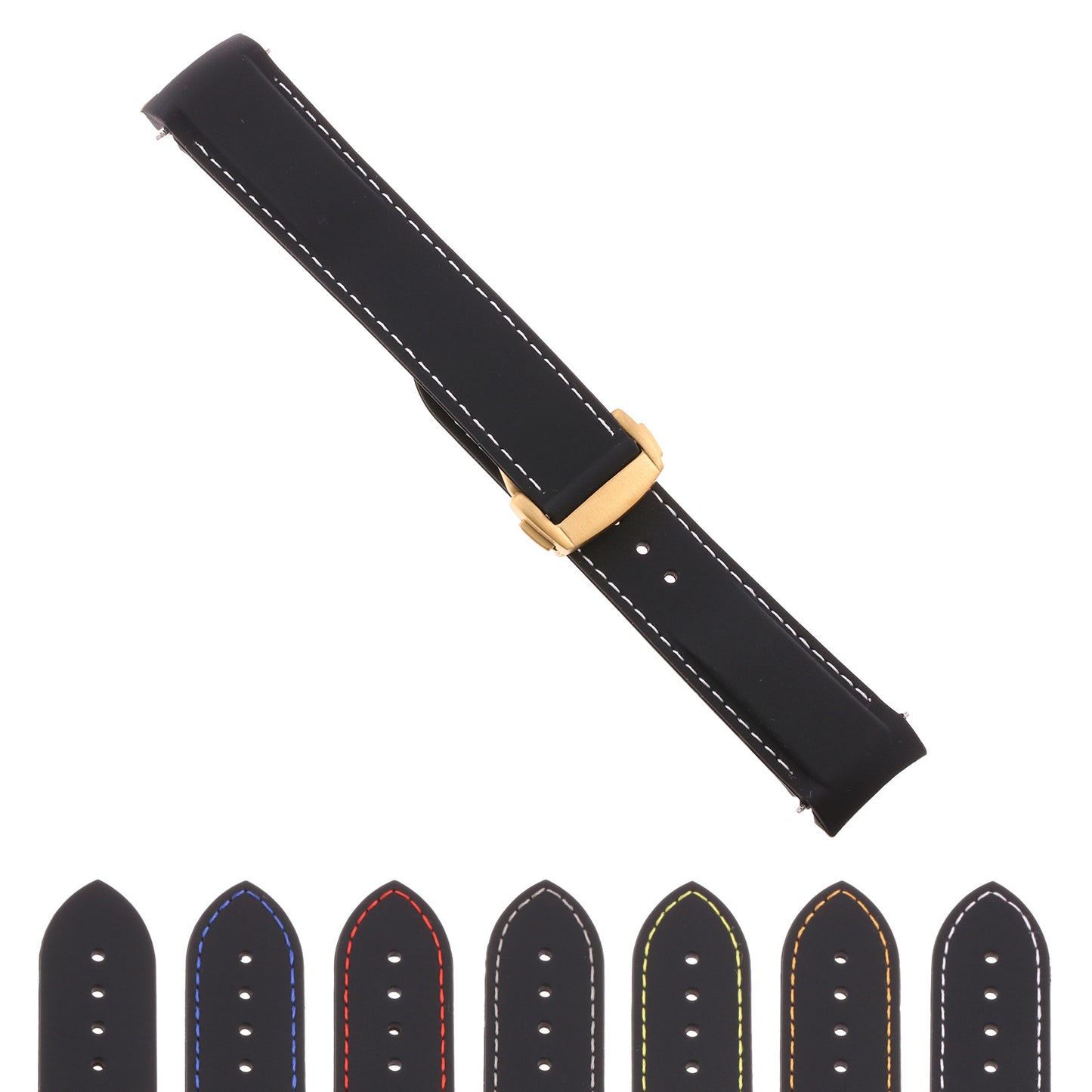 Rubber Strap w/ Yellow Gold Clasp for Omega Speedmaster