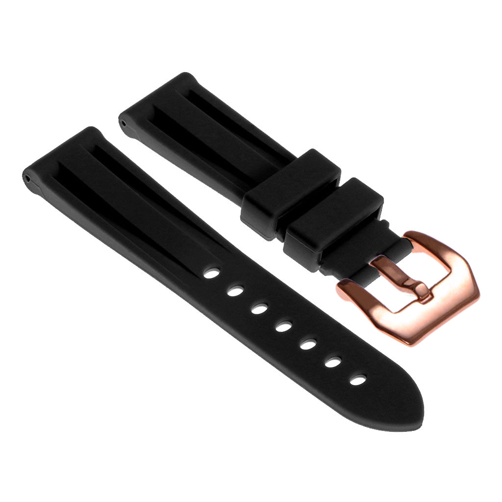 Heavy Duty Rubber Strap with Rose Gold Pre-V Buckle
