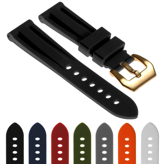 Rubber Watch Strap with Yellow Gold Pre-V Buckle