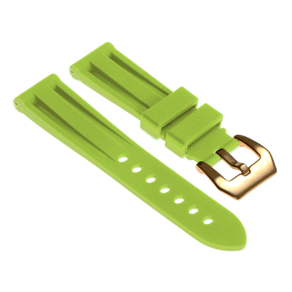 Heavy Duty Rubber Strap with Yellow Gold Pre-V Buckle