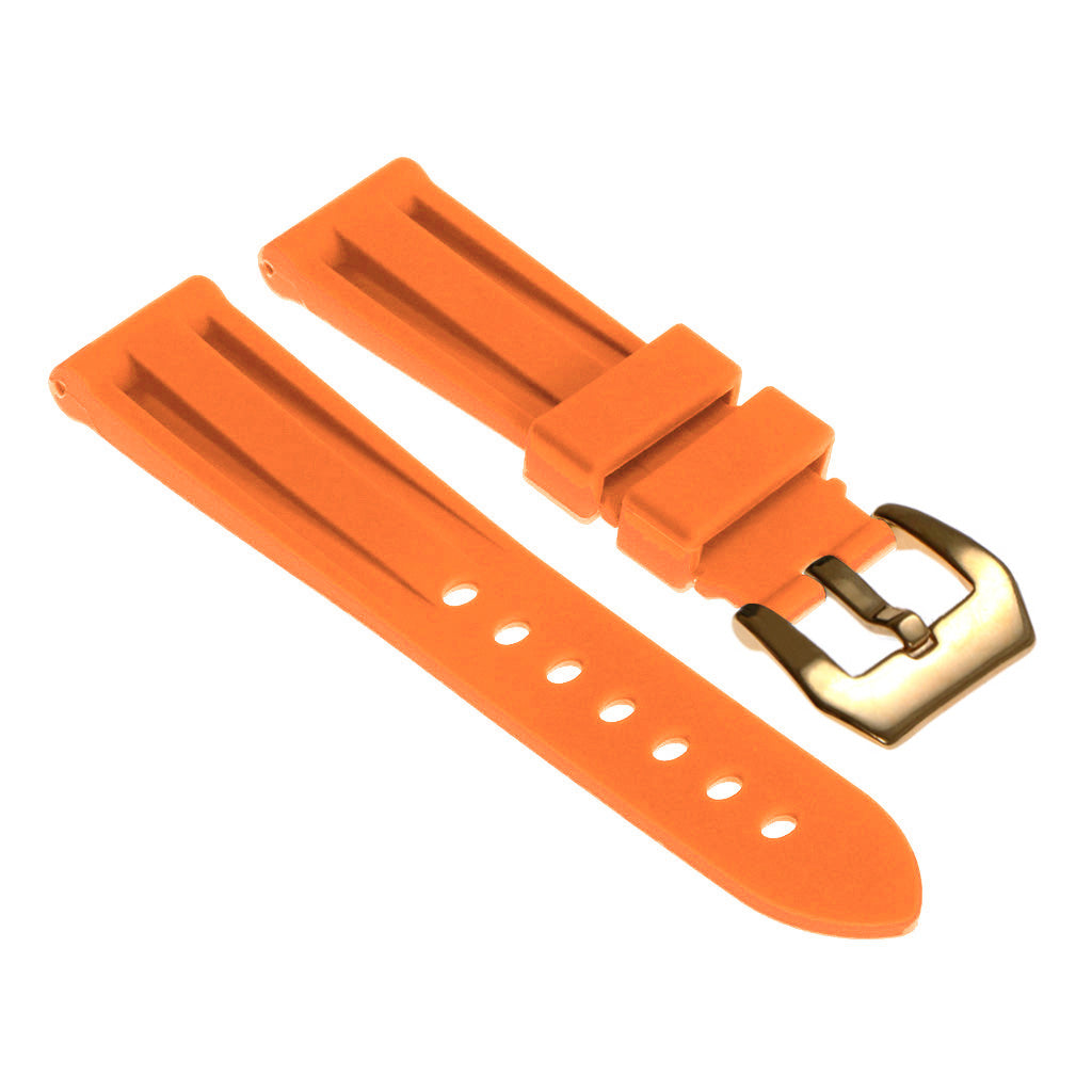 Rubber Watch Strap with Yellow Gold Pre-V Buckle