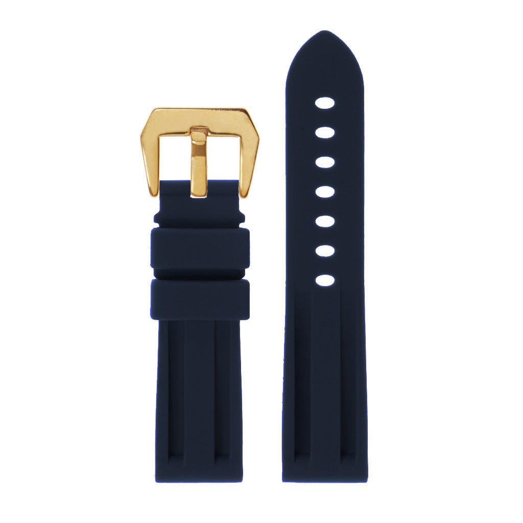 Heavy Duty Rubber Strap with Yellow Gold Pre-V Buckle