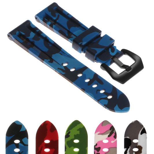 Heavy Duty Camo Rubber Watch Band with Matte Black Pre-V Buckle